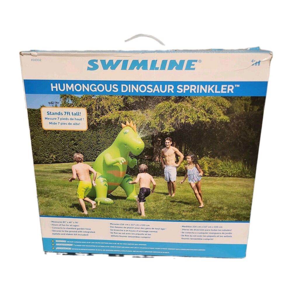 Swimline 7Ft Humongous Dinosaur Inflatable Sprinkler - 14002 New in Unopened Box